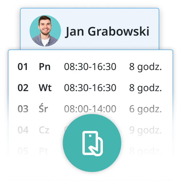 Pracownik widzi zaplanowany
czas pracy