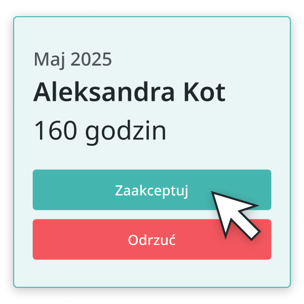 Przełożony akceptuje lub edytuje
zarejestrowany czas