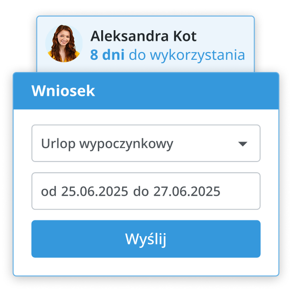 Pracownik składa wniosek
w prostym formularzu