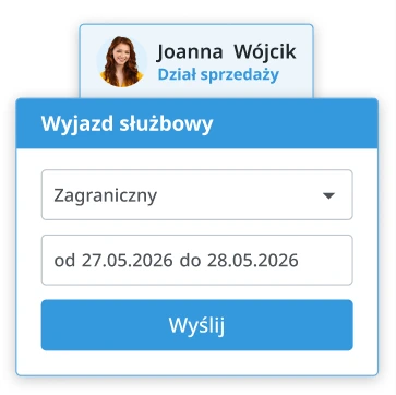 Pracownik wypełnia
polecenie wyjazdu