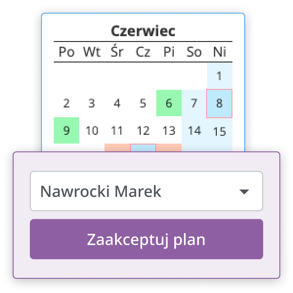 Następnie akceptuje plany jednym
kliknięciem